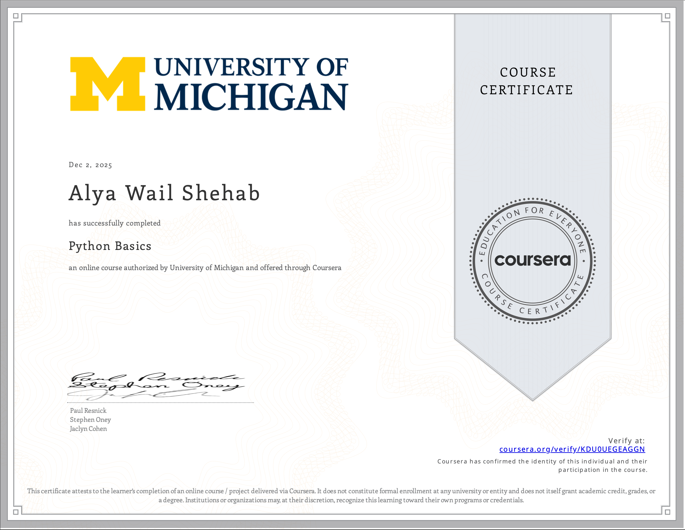 Certificate 3